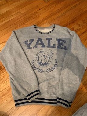 Grey Crewneck Sweatshirt with Bulldog Logo